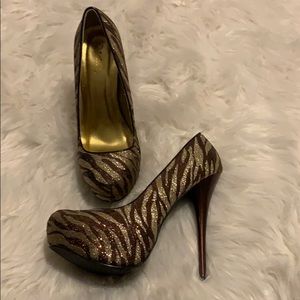 Brown and gold Zebra print Heels